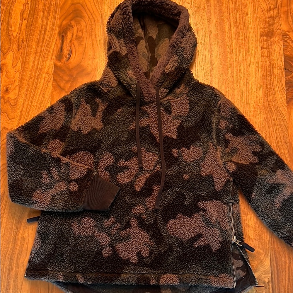 Dylan Black and Green Teddy Jacket Plush Hooded Design